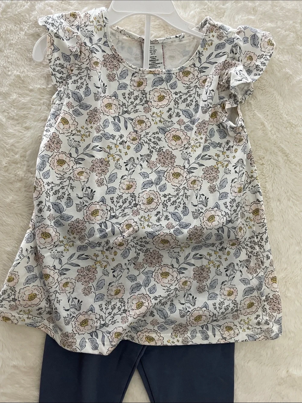 SALE! NWT Aspen Kids Pink Hooded Jacket with Floral Top and Navy Leggings 5T